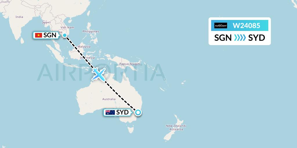 W24085 Flex Flight Flight Map: Ho Chi Minh City to Sydney