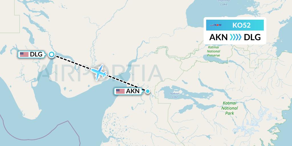 KO52 Komiaviatrans Flight Map: King Salmon to Dillingham