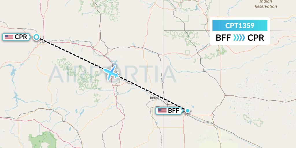 CPT1359 Corporate Air Flight Map: Scottsbluff to Casper