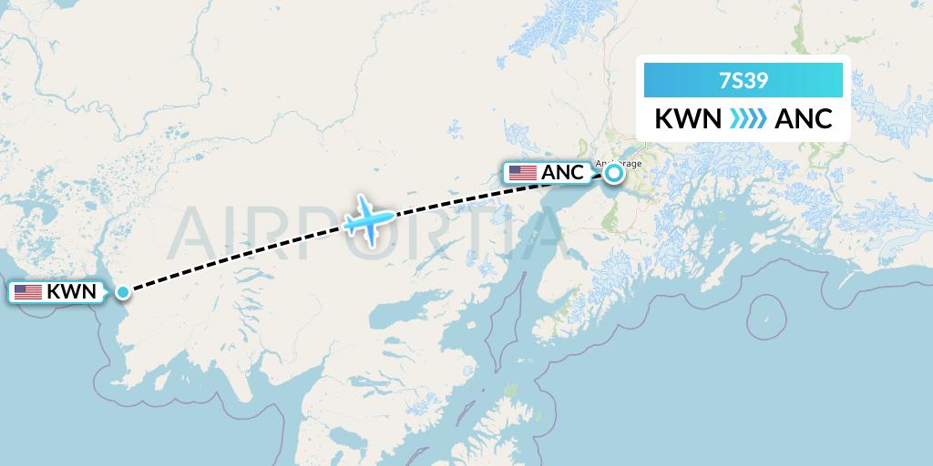 7S39 Ryan Air (USA) Flight Map: Quinhagak to Anchorage