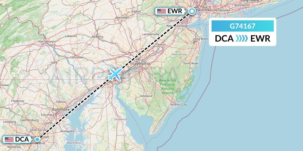 G74167 GoJet Flight Map: Washington to New York