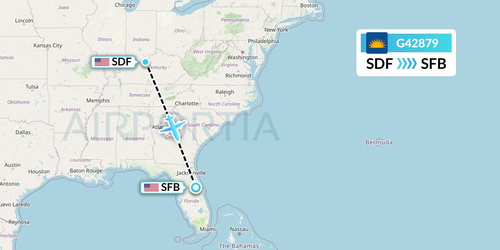 G42879 Allegiant Air Flight Map: Louisville to Orlando