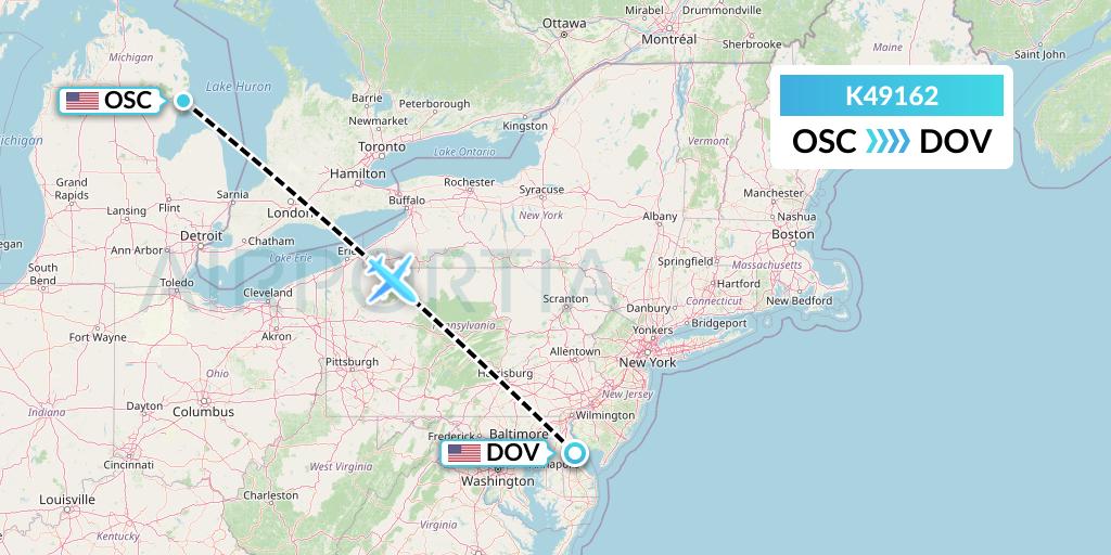 K49162 Kalitta Air Flight Map: Oscoda to Dover-Cheswold