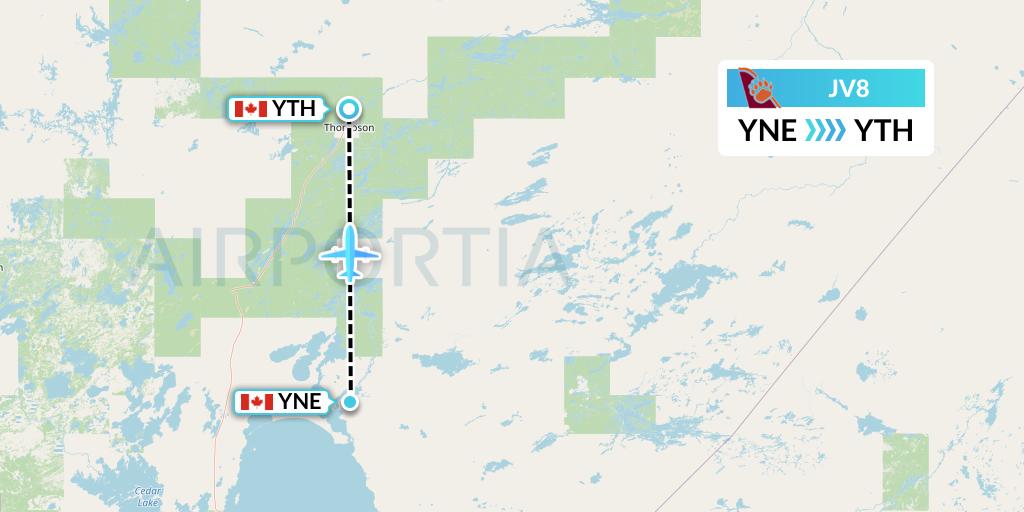 JV8 Flight Status Bearskin Airlines Norway House to Thompson (BLS8)