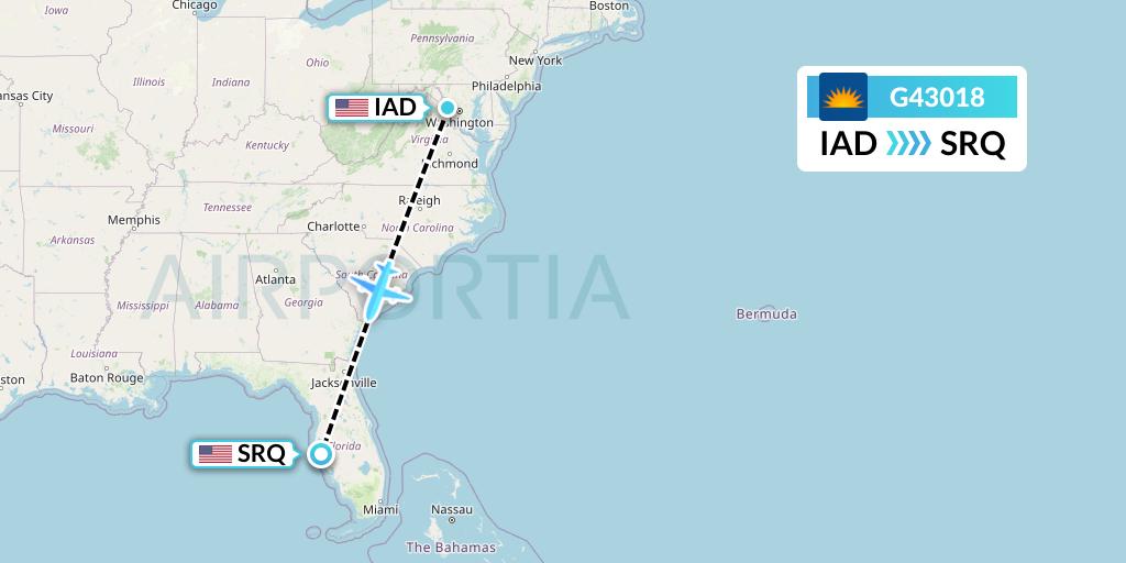 G43018 Allegiant Air Flight Map: Washington to Sarasota