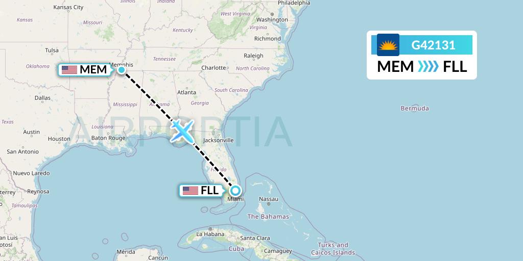 G42131 Allegiant Air Flight Map: Memphis to Fort Lauderdale