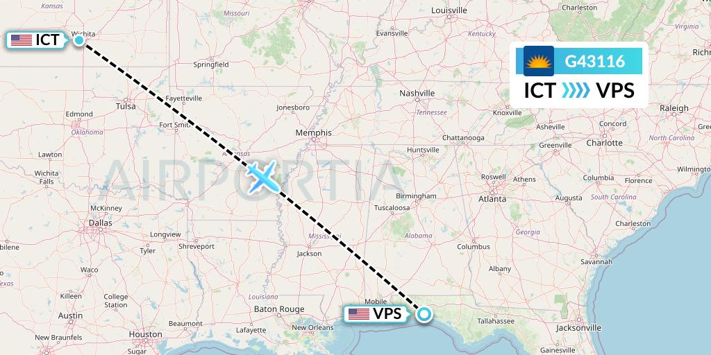 G43116 Allegiant Air Flight Map: Wichita to Valparaiso