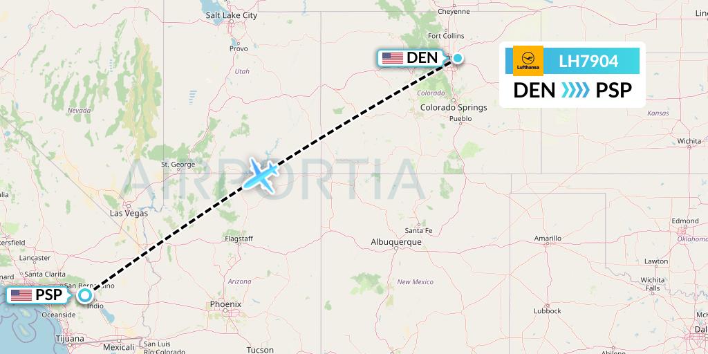 LH7904 Lufthansa Flight Map: Denver to Palm Springs