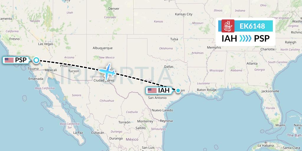 EK6148 Emirates Flight Map: Houston to Palm Springs