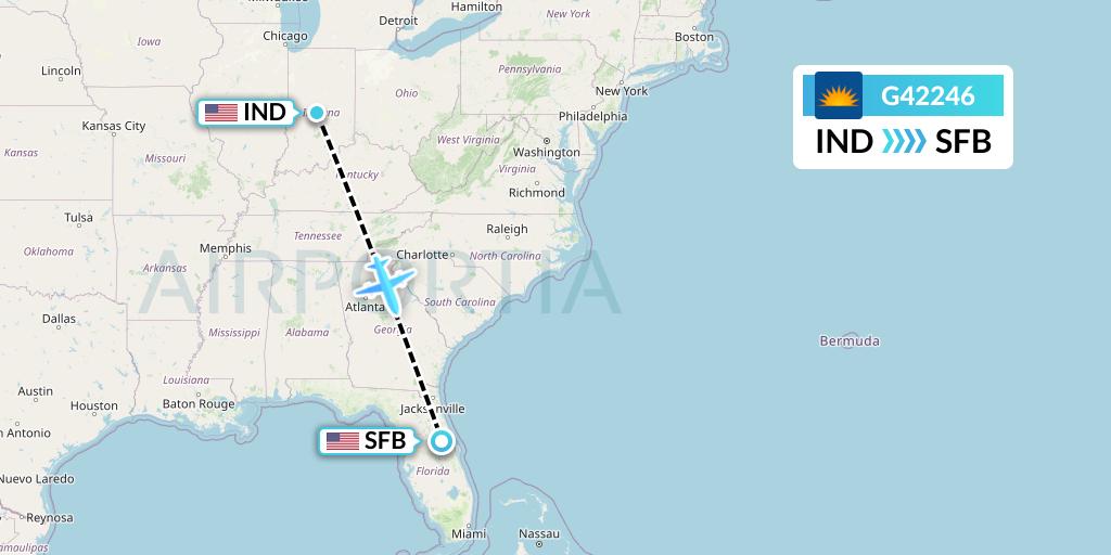 G42246 Allegiant Air Flight Map: Indianapolis to Orlando