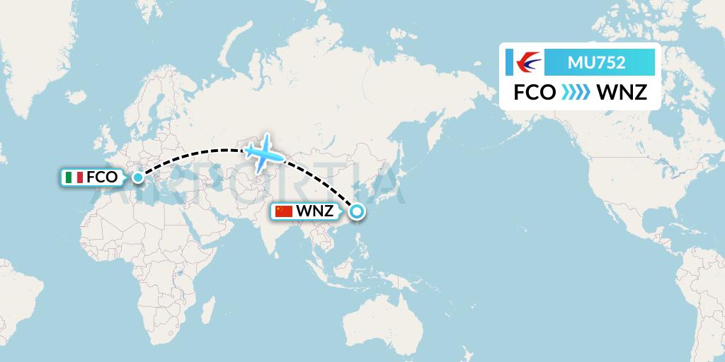 MU752 China Eastern Airlines Flight Map: Rome to Wenzhou