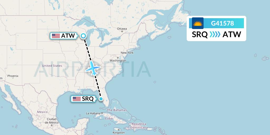 G41578 Allegiant Air Flight Map: Sarasota to Appleton