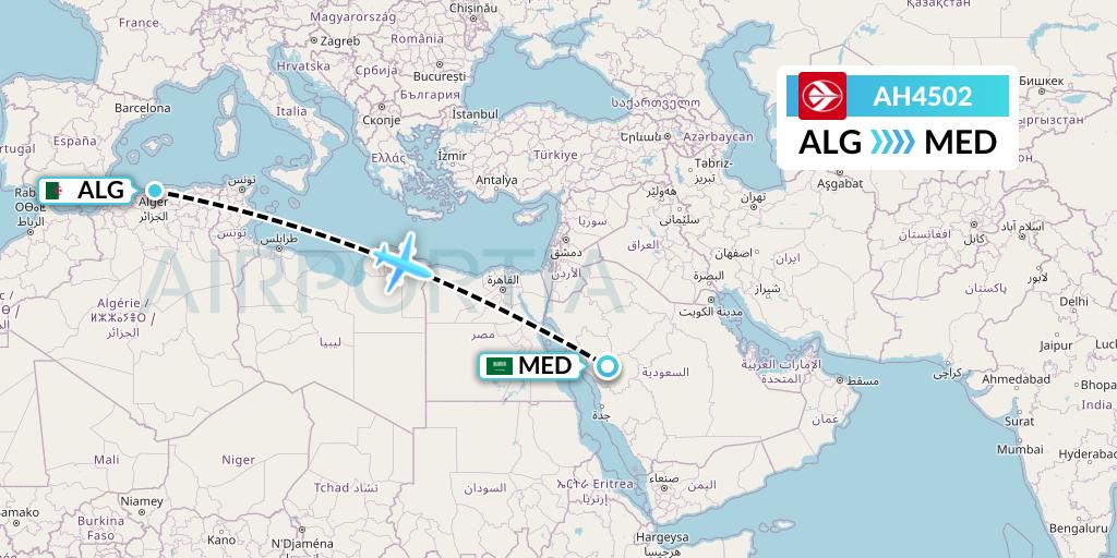 AH4502 Air Algerie Flight Map: Algiers to Medina