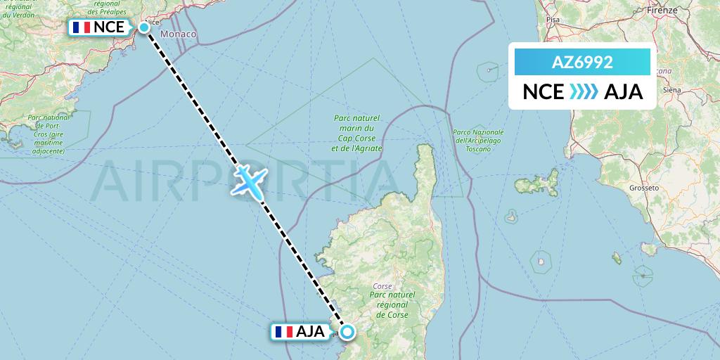 AZ6992 ITA Airways Flight Map: Nice to Ajaccio