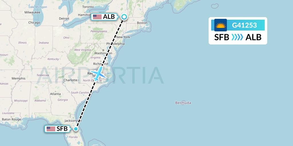 G41253 Allegiant Air Flight Map: Orlando to Albany