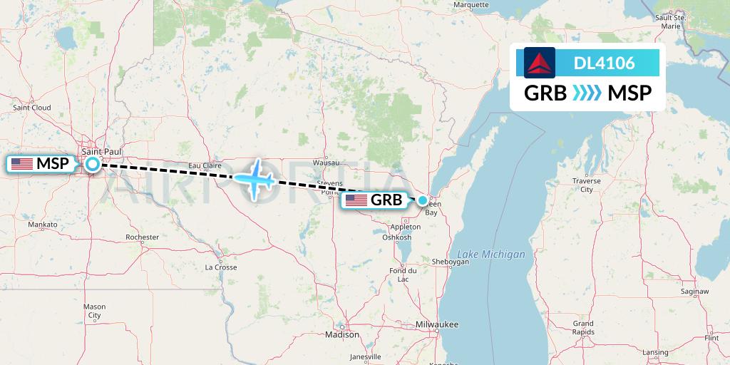 DL4106 Flight Status Delta Air Lines Green Bay to Minneapolis (DAL4106)