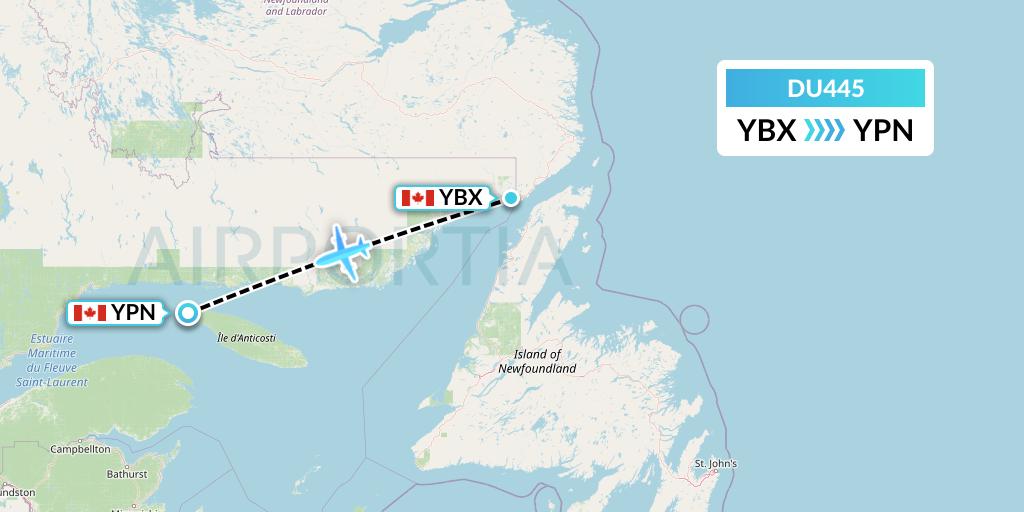 DU445 Sky Jet M.g. Inc Flight Map: Blanc-Sablon to Port-Menier