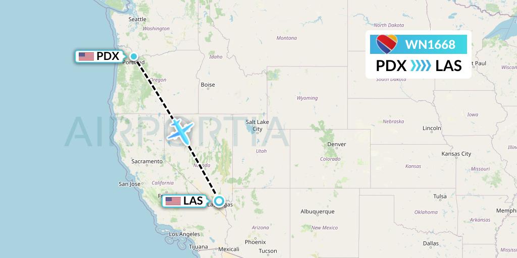 WN1668 Southwest Airlines Flight Map: Portland to Las Vegas