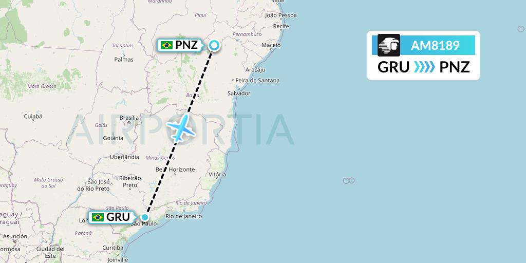 AM8189 Aeromexico Flight Map: Sao Paulo to Petrolina