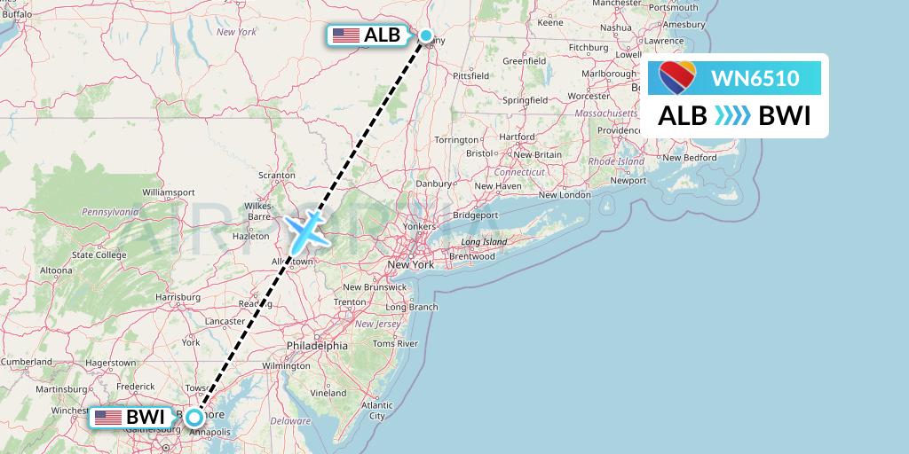 WN6510 Flight Status Southwest Airlines Albany to Baltimore (SWA6510)