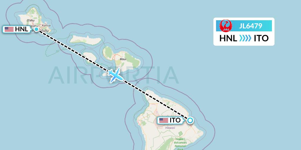 JL6479 Japan Airlines Flight Map: Honolulu to Hilo