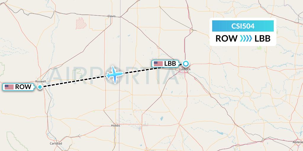 CSI504 Csi Aviation Flight Map: Roswell to Lubbock