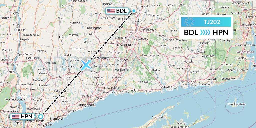 TJ202 Tradewind Aviation Flight Map: Windsor Locks to White Plains