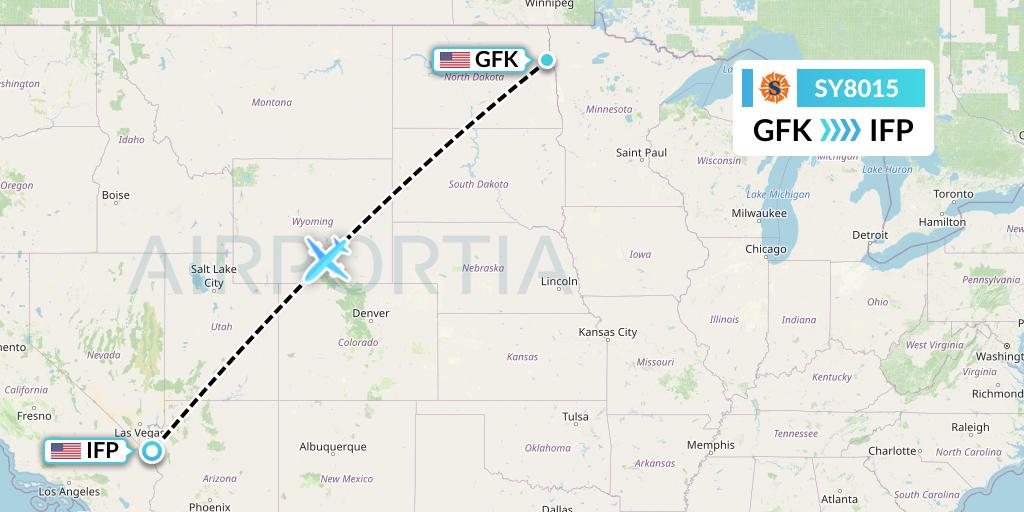 SY8015 Sun Country Airlines Flight Map: Grand Forks to Bullhead City