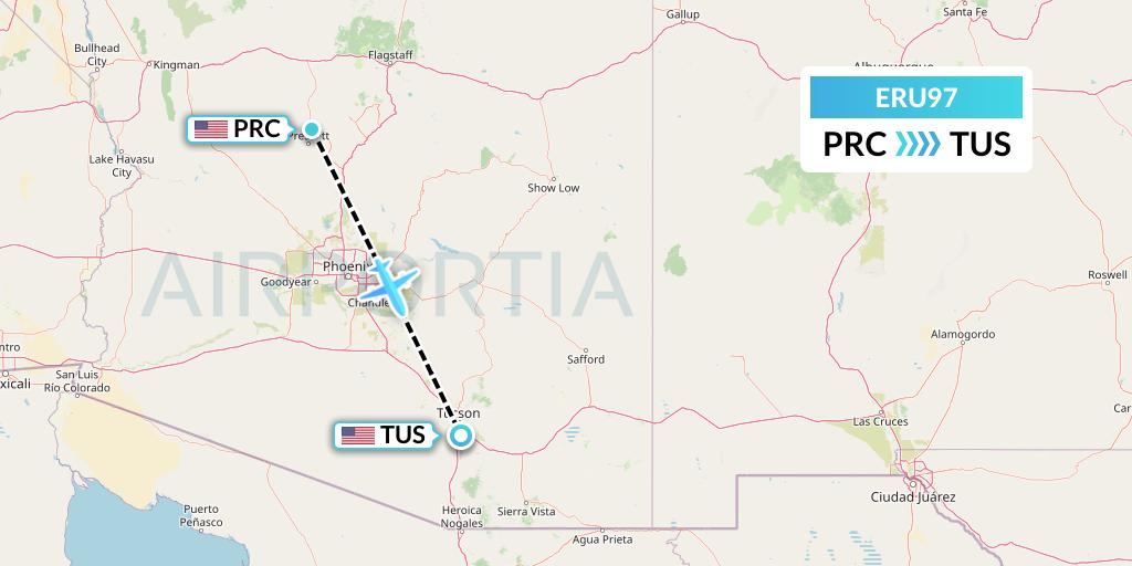 ERU97 Embry-riddle Aeronautical University Flight Map: Prescott to Tucson