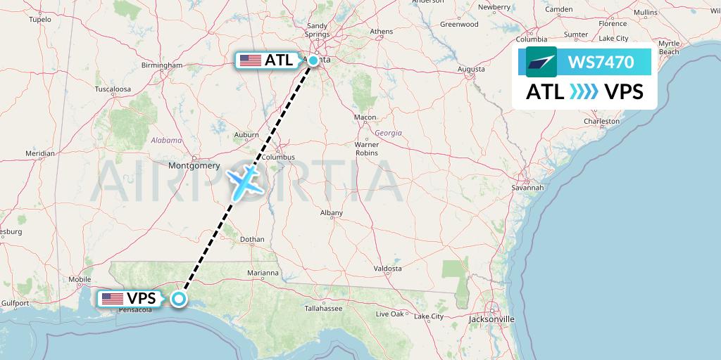 WS7470 WestJet Flight Map: Atlanta to Valparaiso
