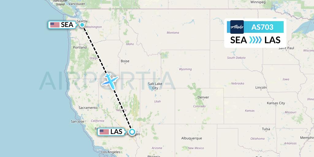 AS703 Alaska Airlines Flight Map: Seattle to Las Vegas