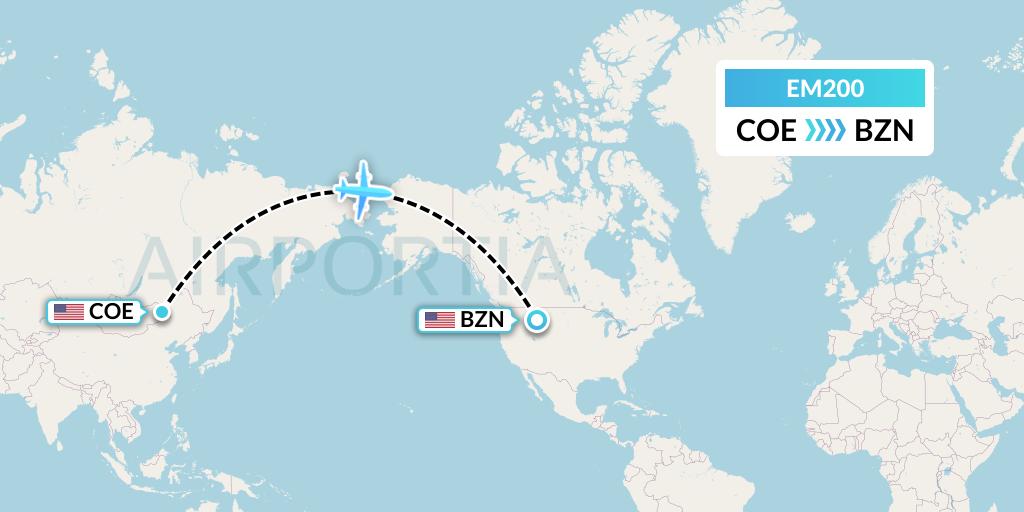 EM200 Empire Airlines Flight Map: Spokane to Bozeman