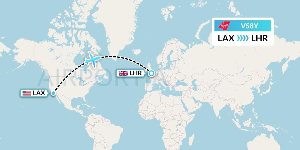 VS8Y Virgin Atlantic Airways Flight Map: Los Angeles to London