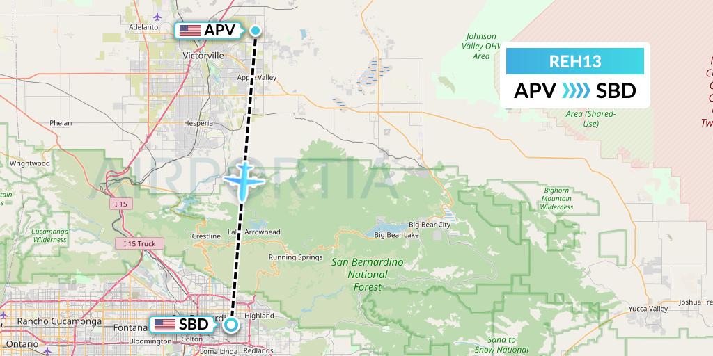 REH13 Reach Air Medical Services Flight Map: Apple Valley to San Bernardino