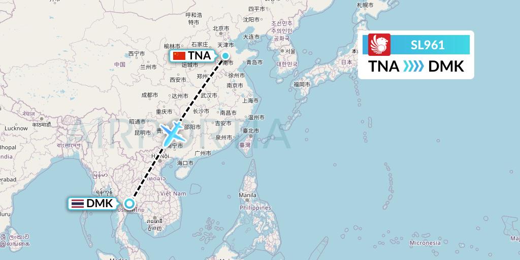 SL961 Thai Lion Air Flight Map: Jinan to Bangkok