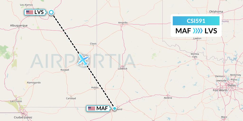 CSI591 Csi Aviation Flight Map: Midland to Las Vegas