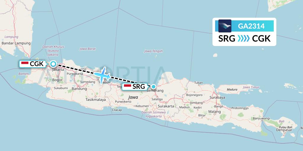 GA2314 Garuda Indonesia Flight Map: Semarang to Jakarta