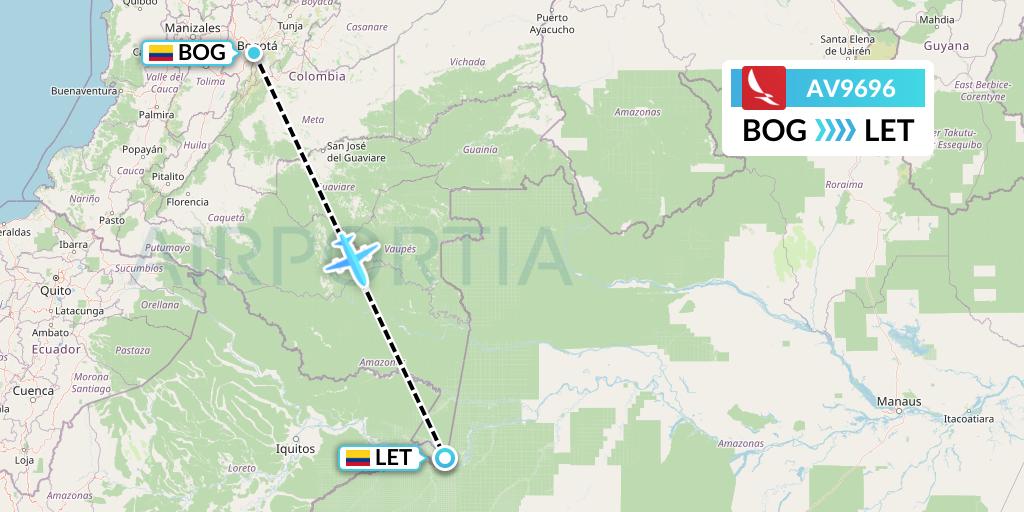 AV9696 Avianca Flight Map: Bogota to Leticia