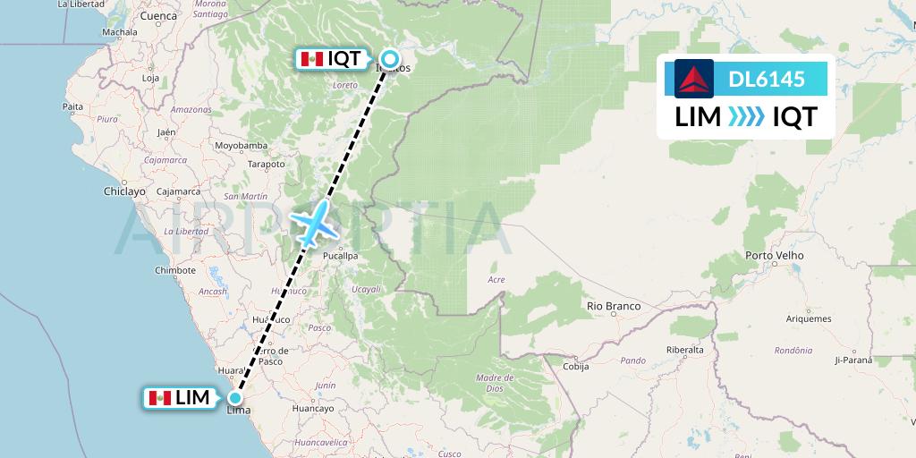 DL6145 Delta Air Lines Flight Map: Lima to Iquitos