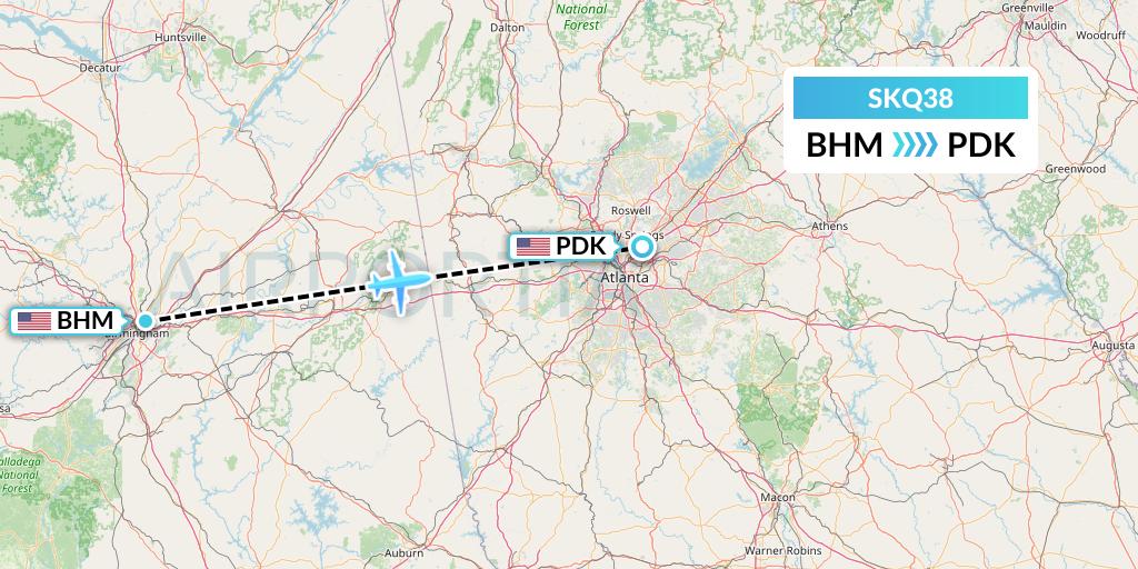 SKQ38 Labcorp Flight Map: Birmingham to Atlanta