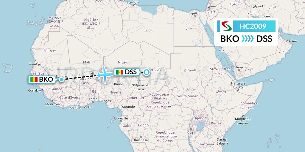 HC2009 Air Senegal Flight Map: Bamako to Dakar