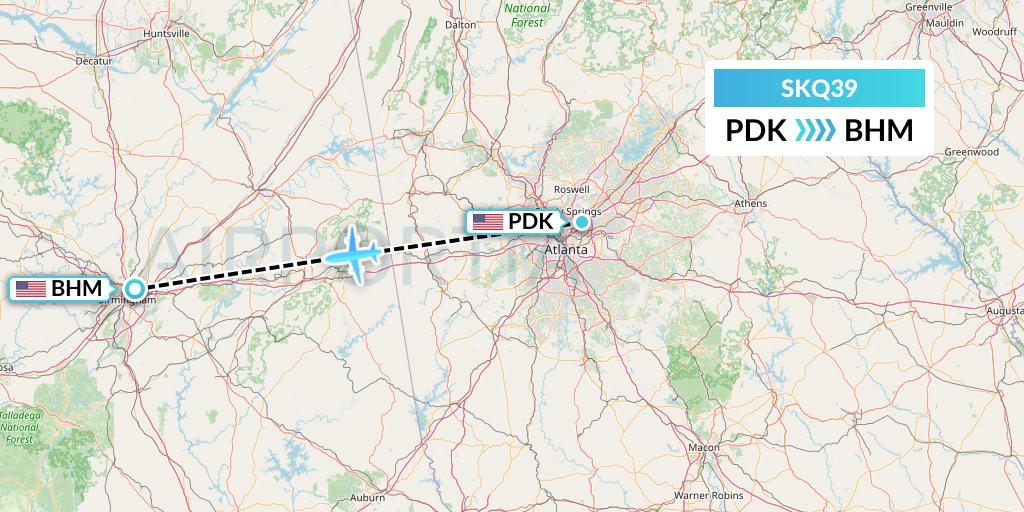 SKQ39 Labcorp Flight Map: Atlanta to Birmingham