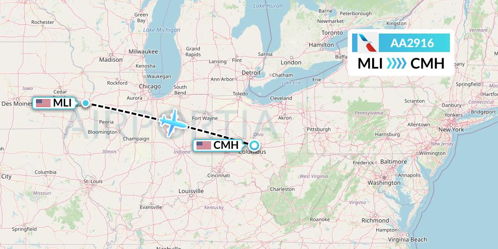 AA2916 Flight Status American Airlines Moline to Columbus (AAL2916)