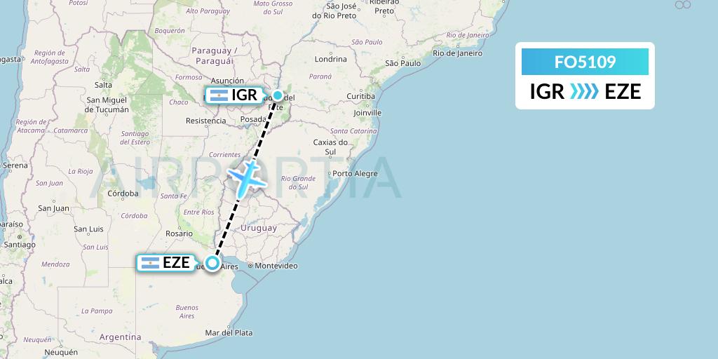 FO5109 Aero Flightops Uk Limited Flight Map: Puerto Iguazu to Buenos Aires