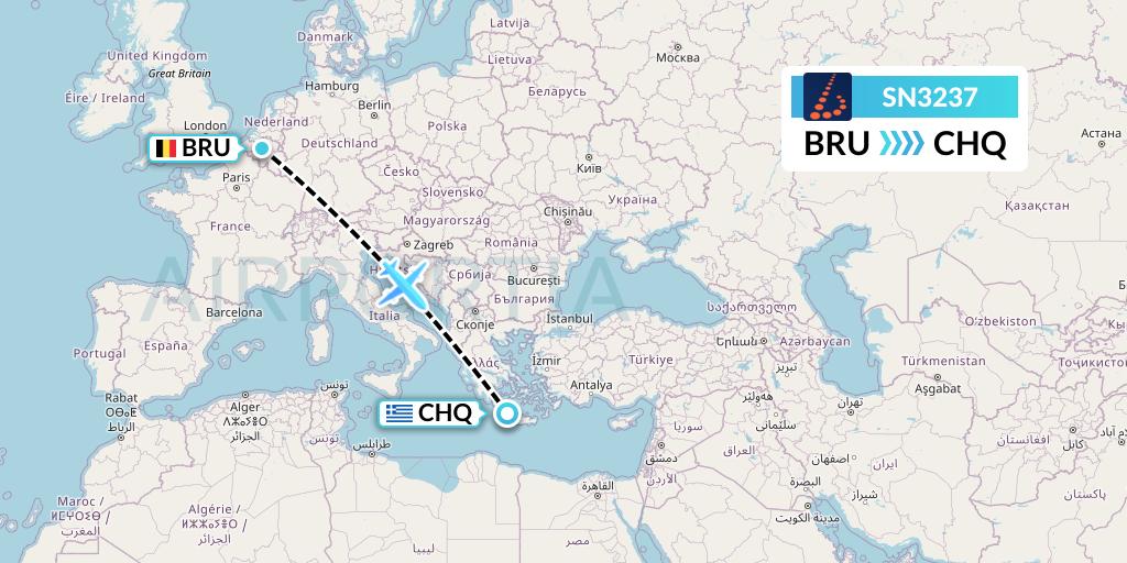 SN3237 Brussels Airlines Flight Map: Brussels to Chania