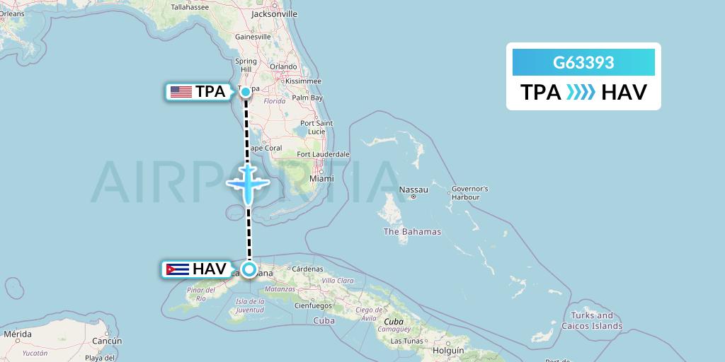 G63393 Flight Status Fly Arna Tampa to Havana (ACY3393)