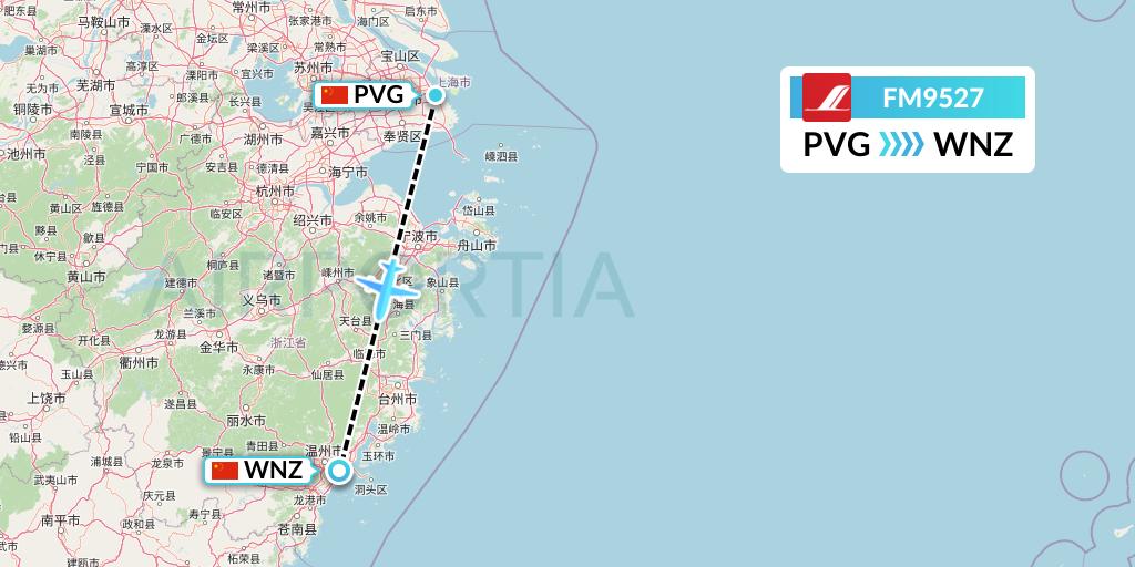 FM9527 Shanghai Airlines Flight Map: Shanghai to Wenzhou