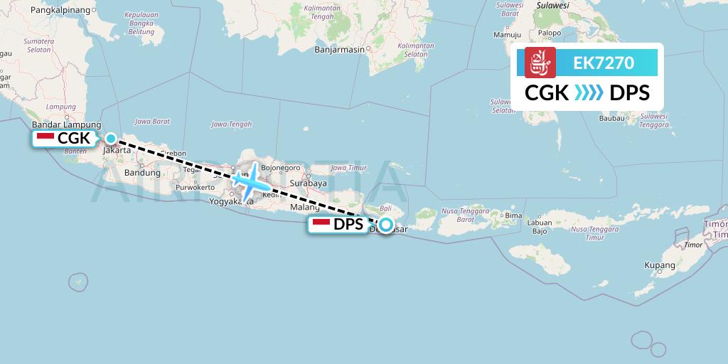 EK7270 Emirates Flight Map: Jakarta to Denpasar