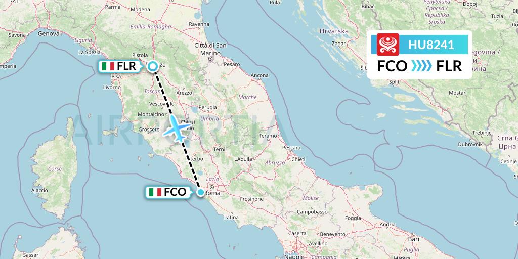 HU8241 Hainan Airlines Flight Map: Rome to Florence