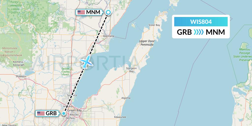 WIS804 Paccair Flight Map: Green Bay to Menominee